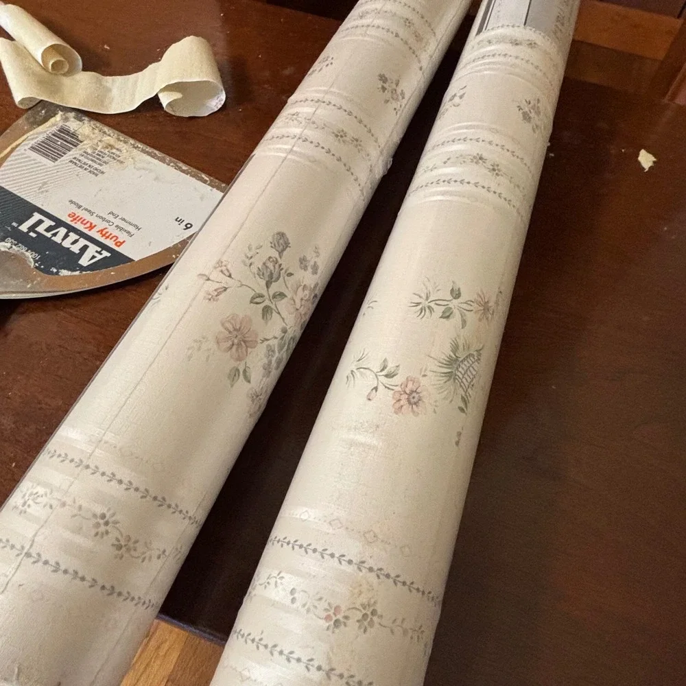 Collins & Aikman Floral Wallpaper Roll BM 311 Pink Cream Shabby Chic 56 Sq Ft